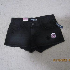 Women's Old Navy Size 4 Black Denim Distressed Cut-off Shorts